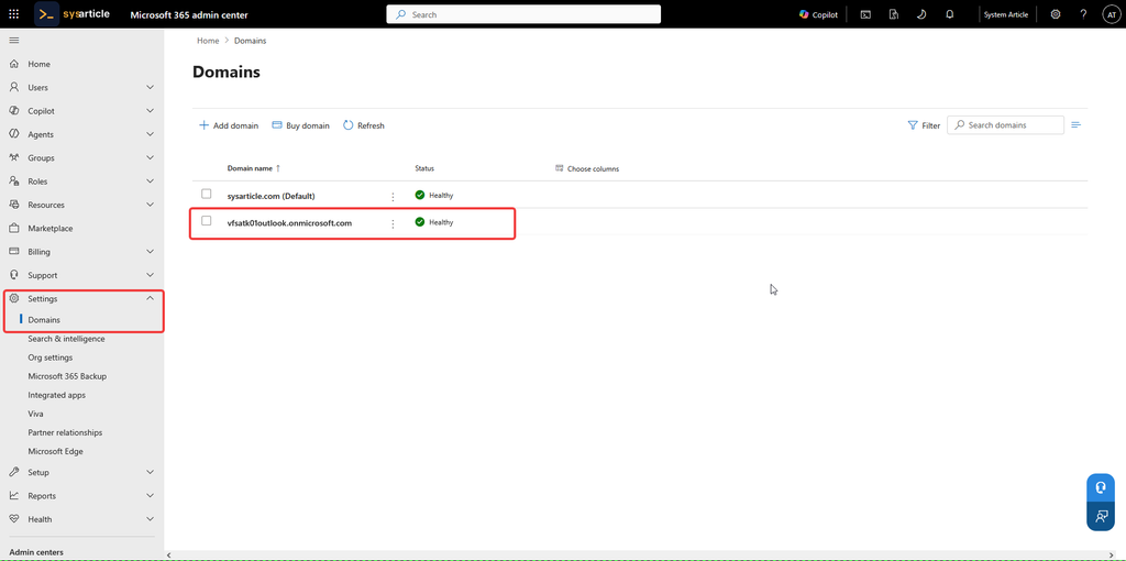 change sharepoint domain