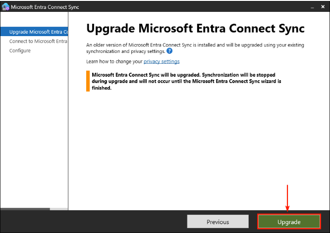 upgrade Microsoft Entra Connect
