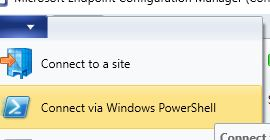 Connect via Windows PowerShell option in Microsoft