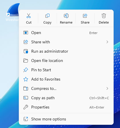 classic right-click menu