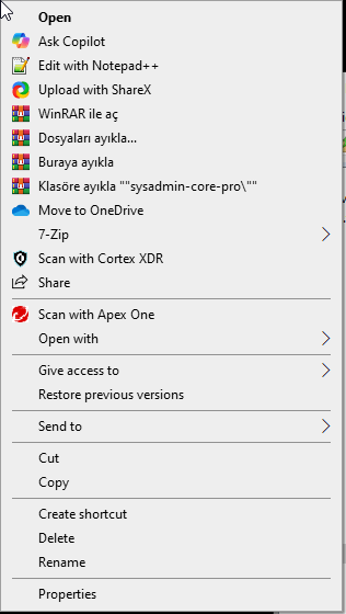 classic right-click menu